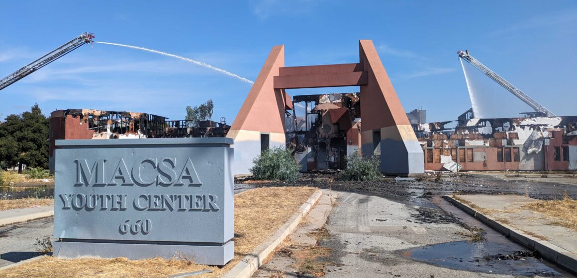 A burned out building in East San Jose, California