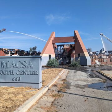 A burned out building in East San Jose, California