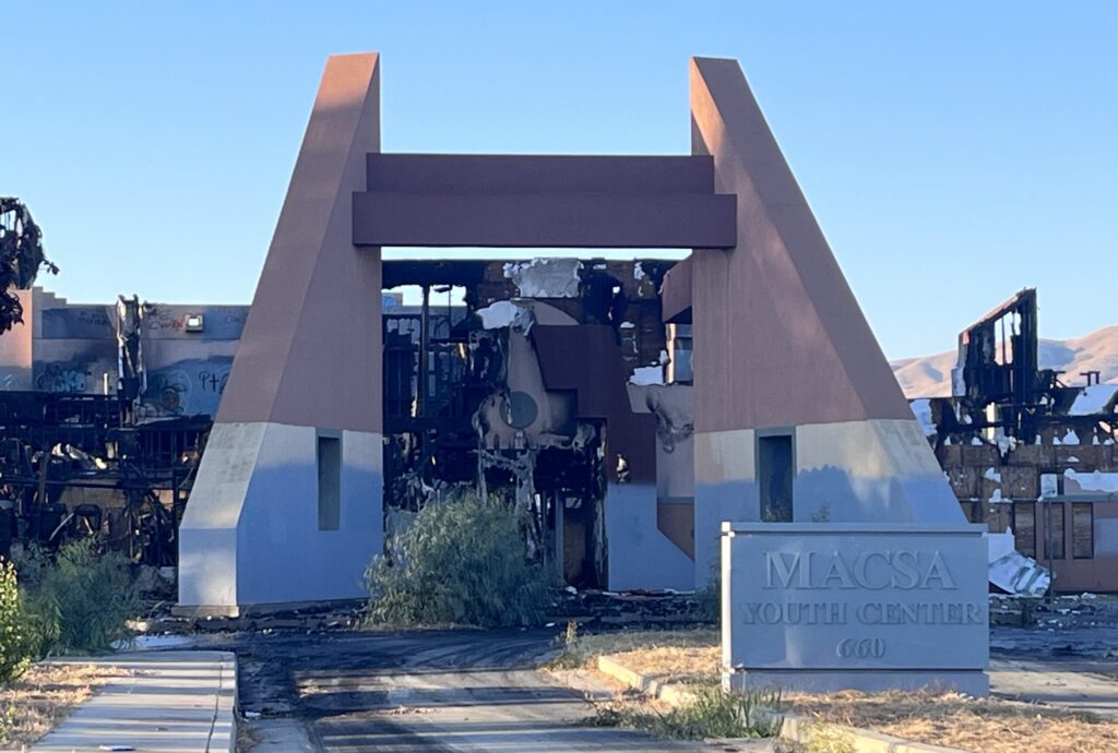 A burned out former youth center in San Jose, California