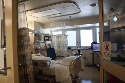 A bed in a hospital in San Jose, California