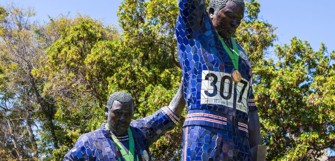 SJSU Olympic Black Power statue The Olympic Black Power Statue at San Jose State University in San Jose California USA