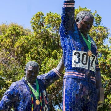 The Olympic Black Power Statue at San Jose State University in San Jose California USA