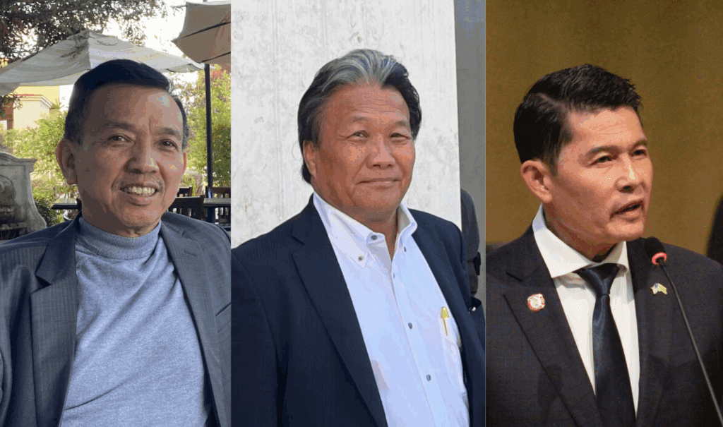 A split image of three Vietnamese men