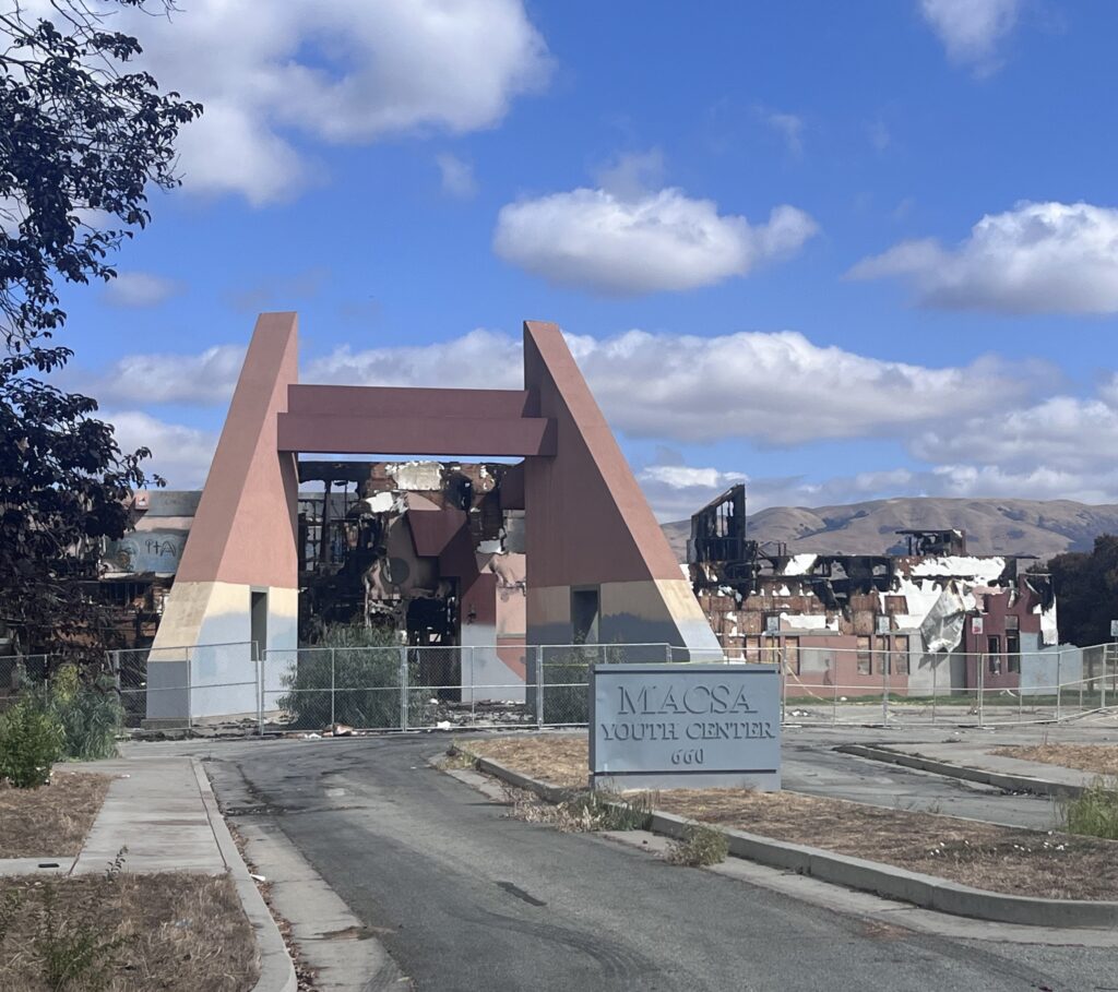 A burned out former youth center in San Jose, California