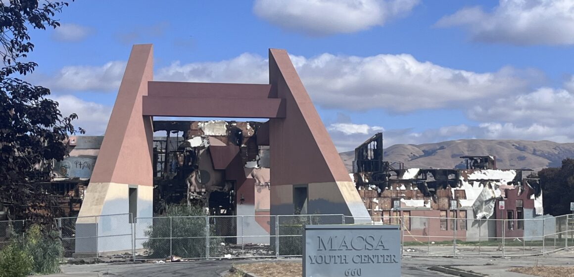 A burned out former youth center in San Jose, California