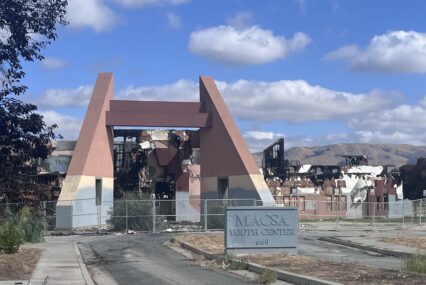 A burned out former youth center in San Jose, California