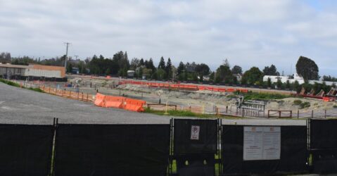 A construction lot surrounded by fencing in Mountain View, California