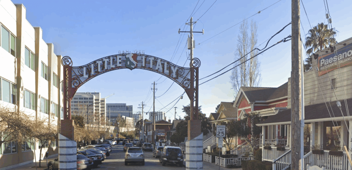 A street view of the Little Italy neighborhood in San Jose, California