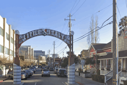 A street view of the Little Italy neighborhood in San Jose, California