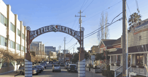 A street view of the Little Italy neighborhood in San Jose, California