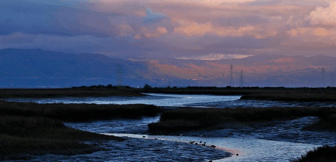 Palo Alto Baylands Embarcadero Clouds drifting over the Palo Alto Baylands in California