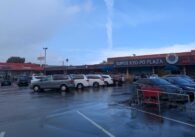A shopping center with Korean supermarket Super Kyo-Po Plaza.