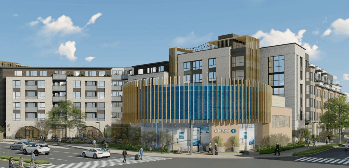 Mountain View Chase Bank Embarcadero A rendering of a planned housing development in Mountain View, California