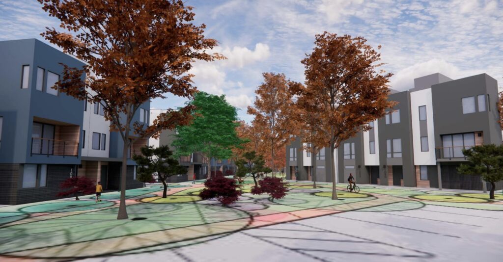 A rendering of a proposed housing development in Palo Alto, California