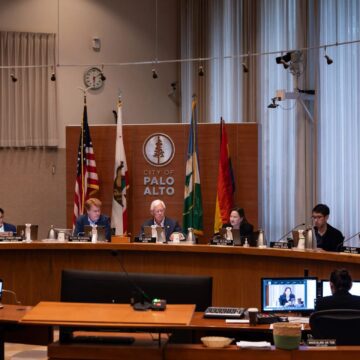 Palo Alto City Council Embarcadero People at a government meeting in Palo Alto, California