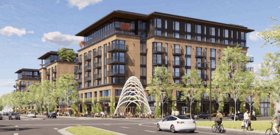 Una representación de un complejo de apartamentos propuesto en Mountain View, California.