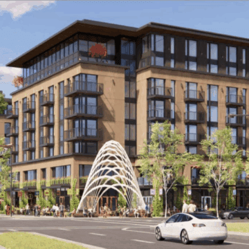 A rendering of a proposed apartment complex in Mountain View, California