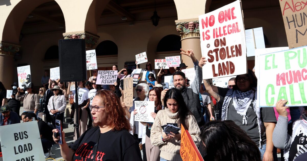 Santa Clara County residents rally against ICE ahead of Super Bowl - San Jose Spotlight