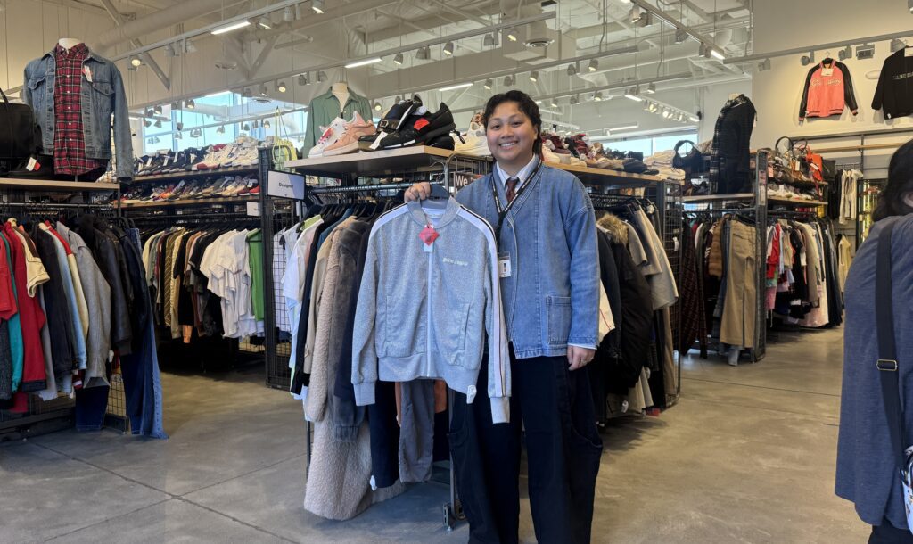 A person standing inside a clothing store in San Jose, California