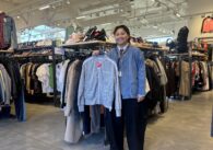A person standing inside a clothing store in San Jose, California