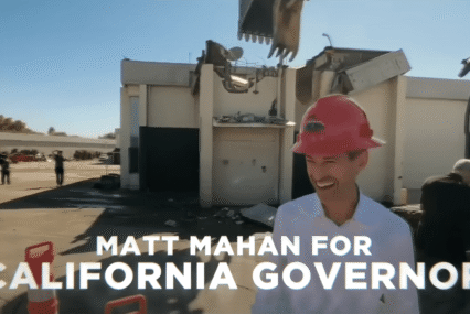 A man in a hard hat appears in a Super Bowl ad