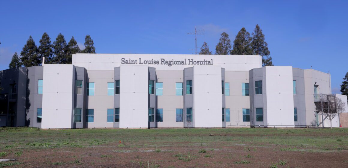 The exterior of a hospital in Gilroy, California
