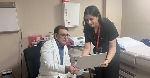 A doctor and nurse in a medical examining room in San Jose, California