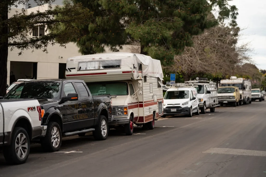 RVs parked on a street