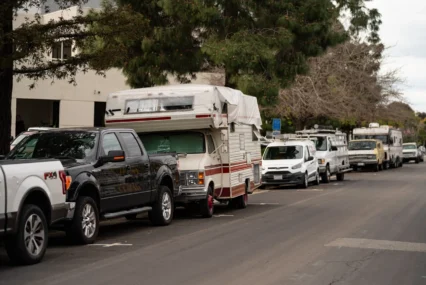 RVs parked on a street