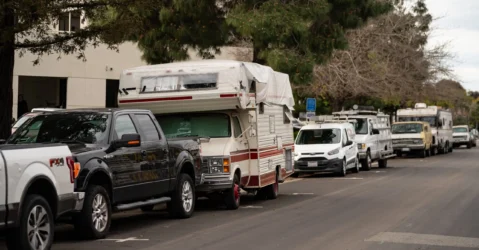 RVs parked on a street