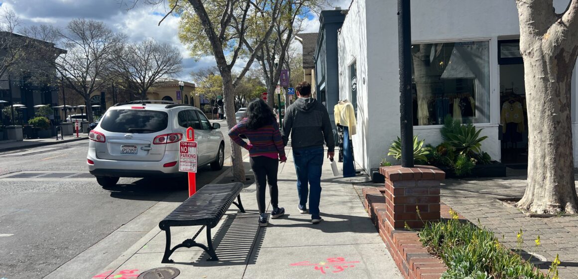 People walking down a street