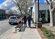 People walking down a street