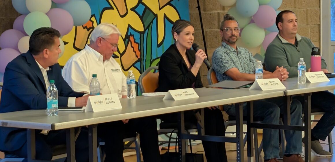 people talking at an event