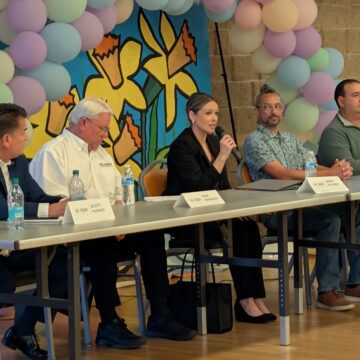 people talking at an event