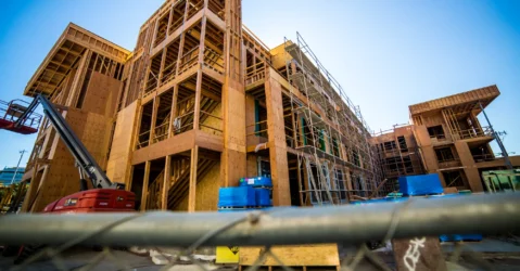 A multistory building under construction in Mountain View, California