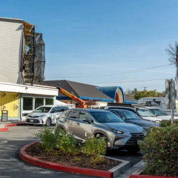 A parking lot at the Palo Alto Commons in Palo Alto, California