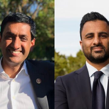 A split image of two men, with one on the left side of the image and the other on the right side