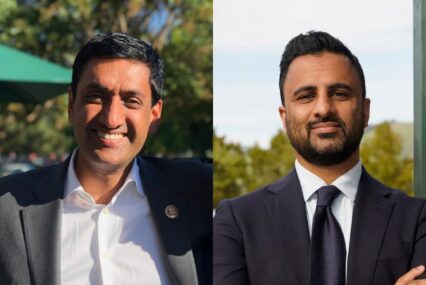 A split image of two men, with one on the left side of the image and the other on the right side