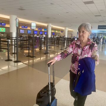 San Jose Mineta International Airport-- JANE WINKLER Elderly lady in San Jose airport