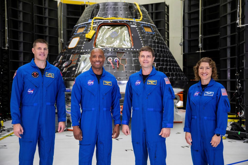 Four astronauts at NASA's Kennedy Space Center in Florida