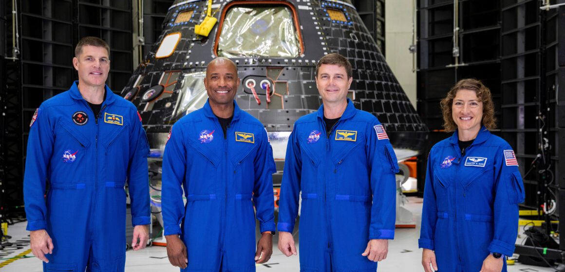 Four astronauts at NASA's Kennedy Space Center in Florida
