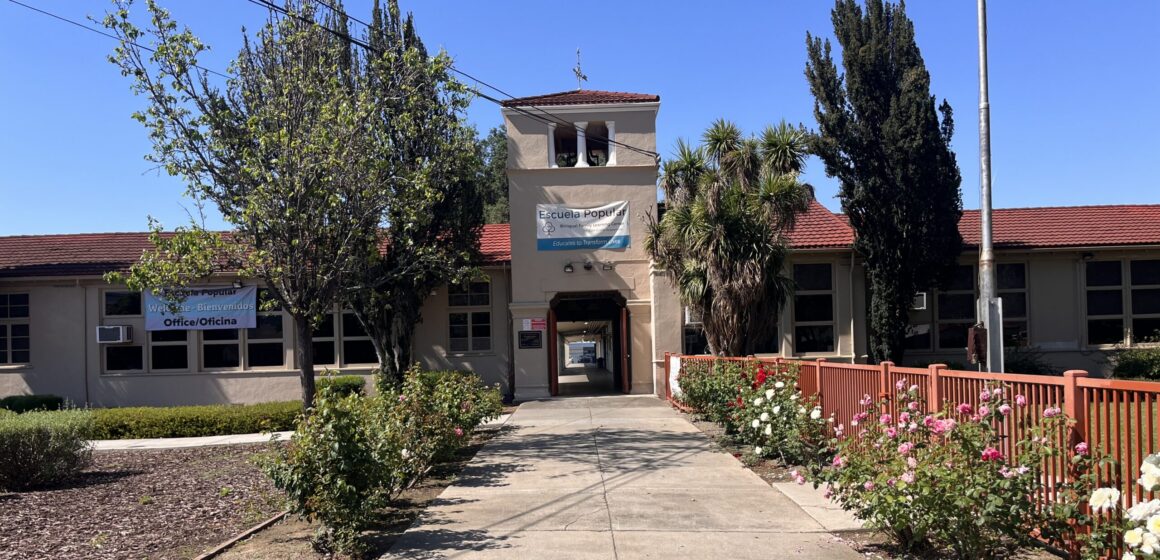 A walkway leading up to a charter school in San Jose, California