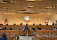 People in the audience of a city council meeting in Sunnyvale, California