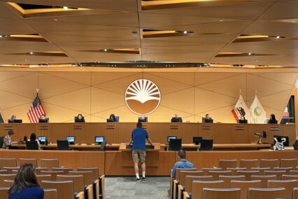 People in the audience of a city council meeting in Sunnyvale, California