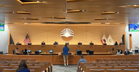 People in the audience of a city council meeting in Sunnyvale, California