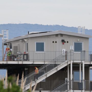 Palo Alto Homekey Embarcadero Workers at a transitional housing complex in Palo Alto, California
