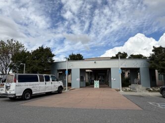 A truck parked in front of an animal shelter in San Jose, California