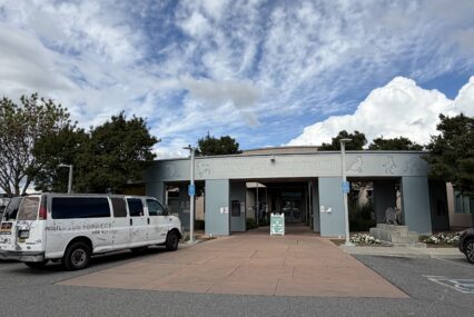 A truck parked in front of an animal shelter in San Jose, California