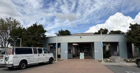 A truck parked in front of an animal shelter in San Jose, California