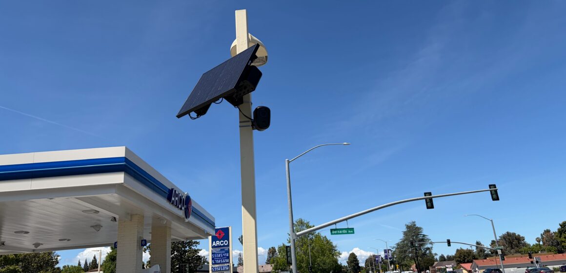 An automated license plate reader camera in Sunnyvale, California
